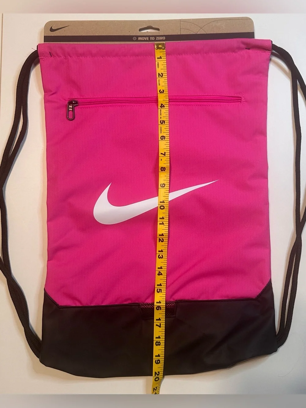Nike Drawstring Backpack Hot Pink White Swoosh Black NWT